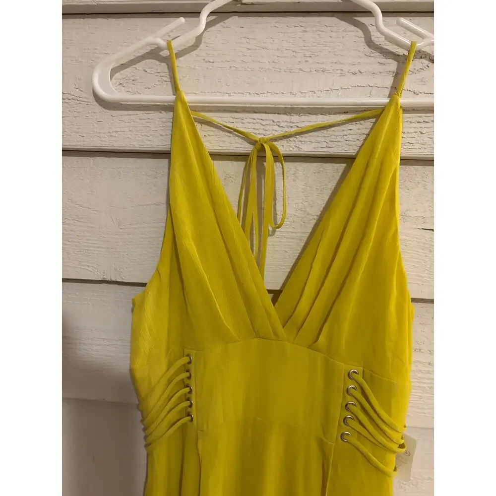 Cefian High Low Chiffon Halter Dress Lace Up Waist Boho Summer Festival Size S - Picture 3 of 7